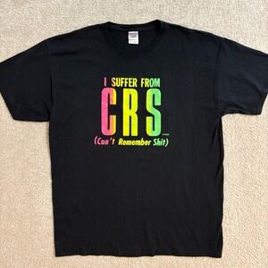 Jerzees CRS Graphic T-Shirt Novelty‎ Humor Tee Black XL Can't remember S*it